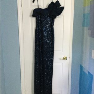 Teri Jon One Shoulder Sequin Gown